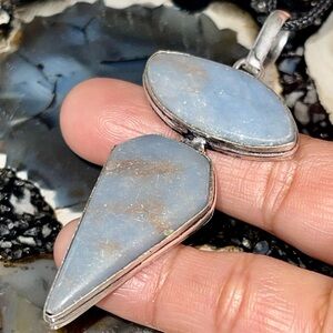 Blue Anhydrite Angelite Pendant 2 7/8”